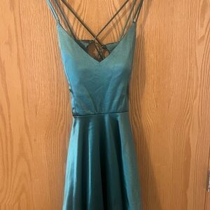 Elegant Green Satin Dress
